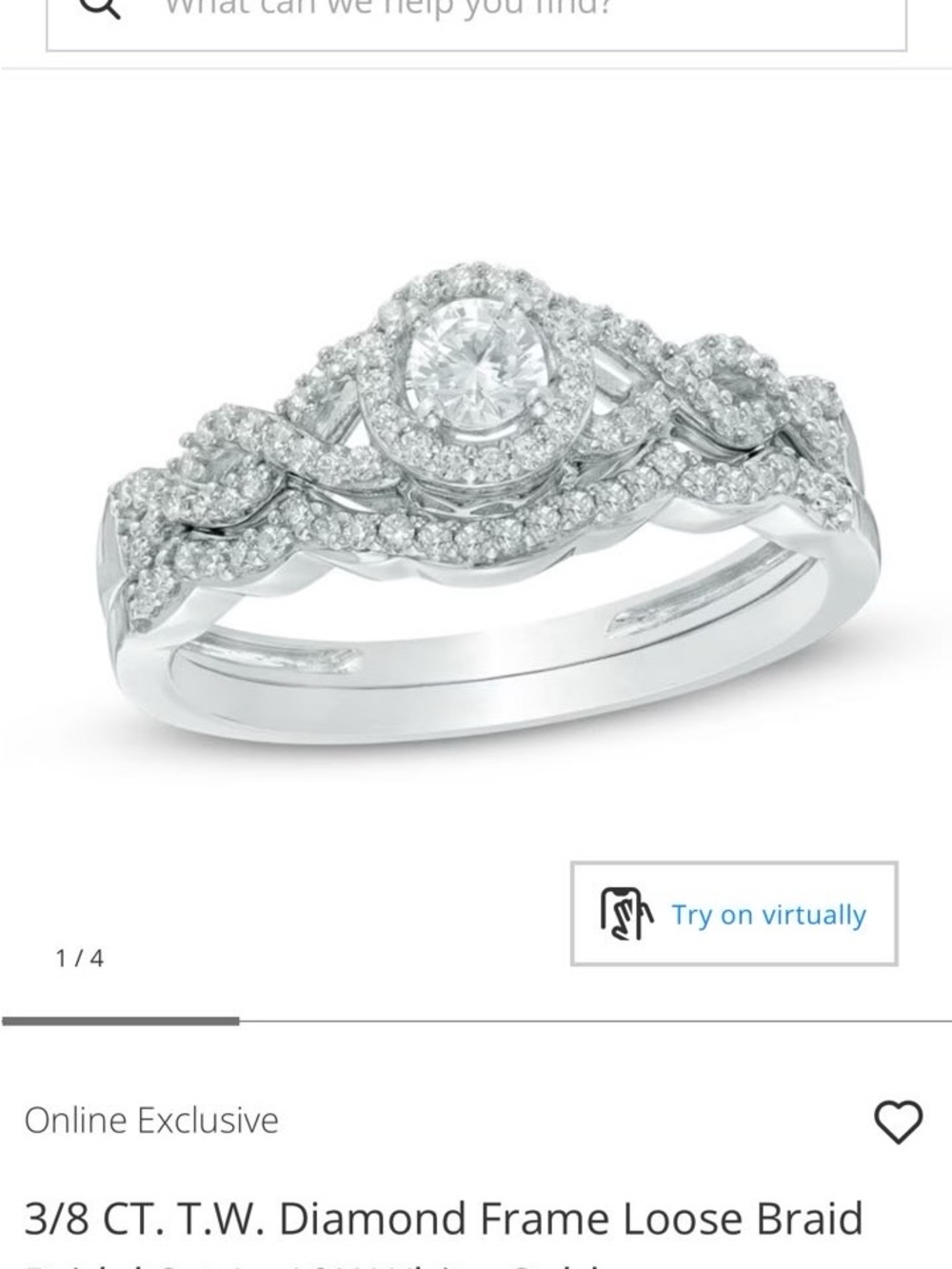 Zales White Gold Braided Diamond Bridal Ring Set